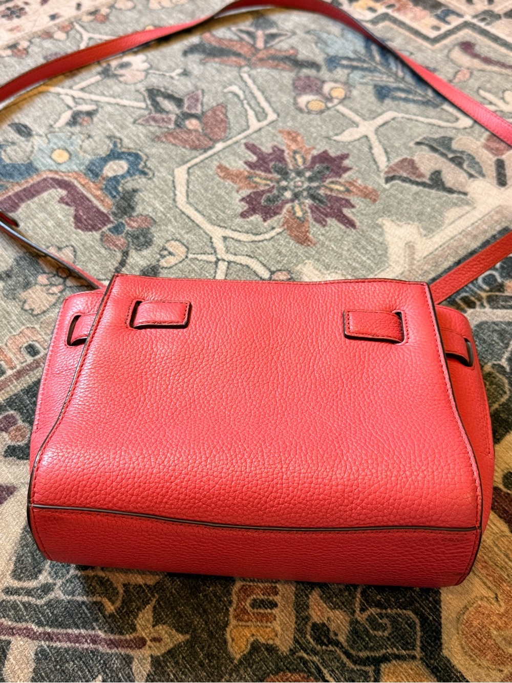 Coral Pink MK Leather Crossbody Bag with Gold Hardware - Picture 2 of 5